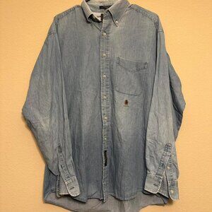 Vintage Tommy Hilfiger Denim Button Down Shirt with Crest Logo